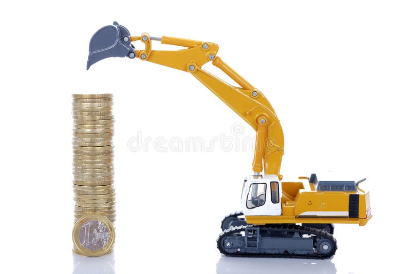 Euro money coins with digger