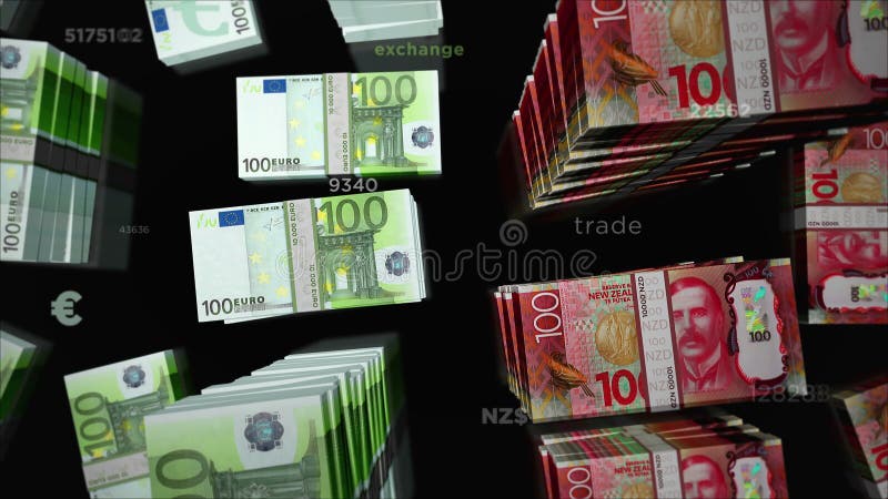 Euro and New Zealand Dollar Money Exchange Loop Animation Stock Video -  Video of exchange, monetary: 235795283