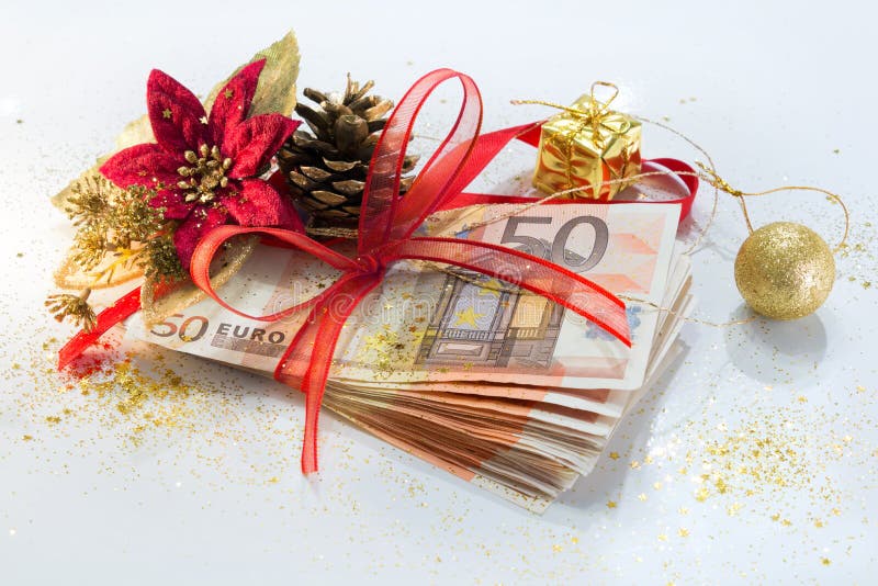 Euro package for gift christmas stock photos Euro package for gift christmas stock photos