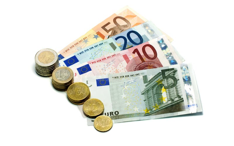Euro Papier Et Pièces De Monnaie D'argent Image stock - Image du