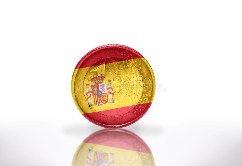 euro pièce de monnaie avec le drapeau espagnol sur le blanc image stock euro pièce de monnaie avec le drapeau espagnol sur le blanc image stock