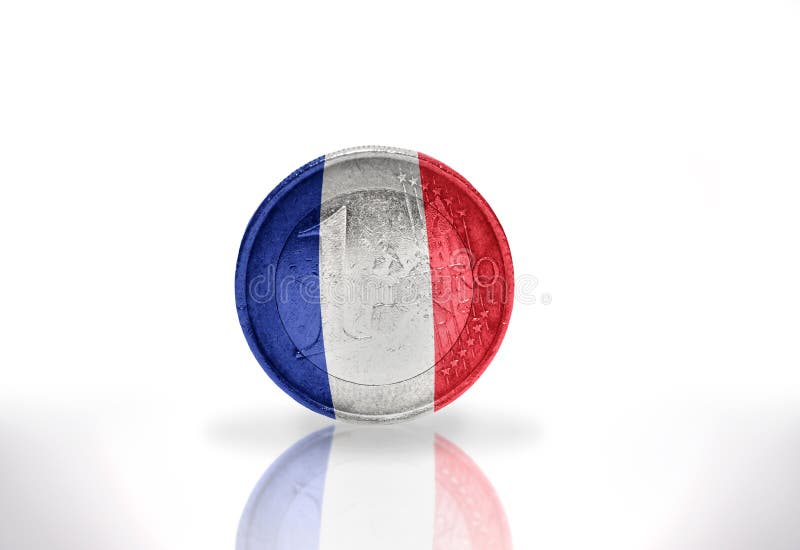 Euro pièce de monnaie avec le drapeau français sur le blanc image libre de droits Euro pièce de monnaie avec le drapeau français sur le blanc image libre de droits