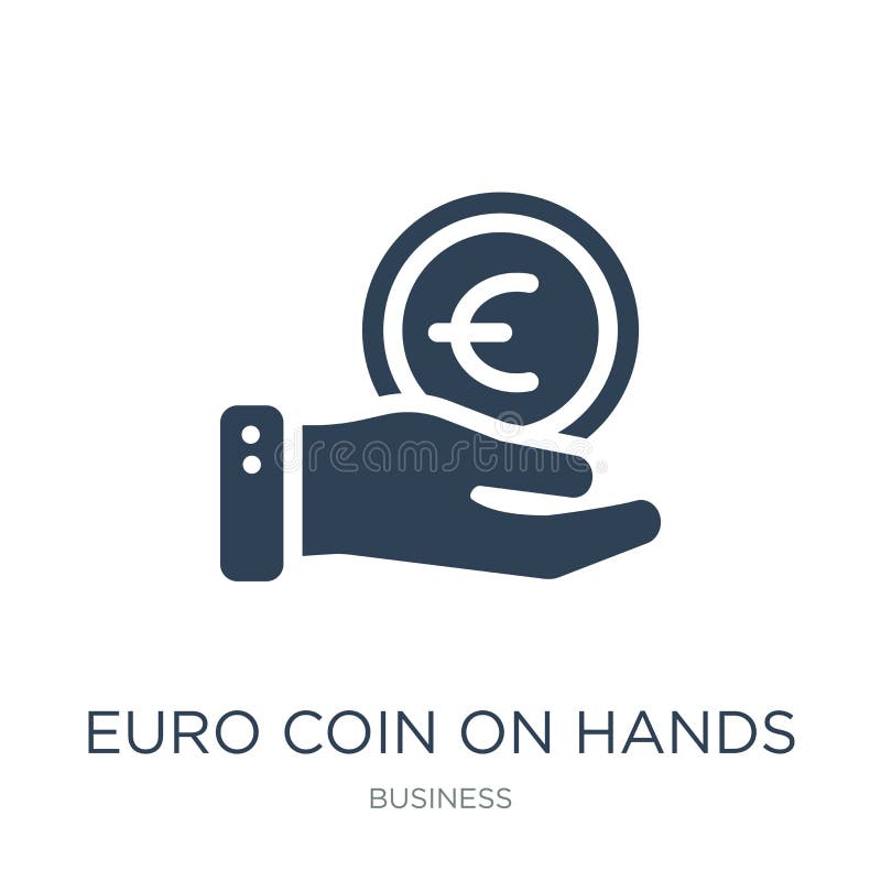 euro pièce de monnaie sur l'icône de mains dans le style à la mode de conception euro pièce de monnaie sur l'icône de mains d'iso