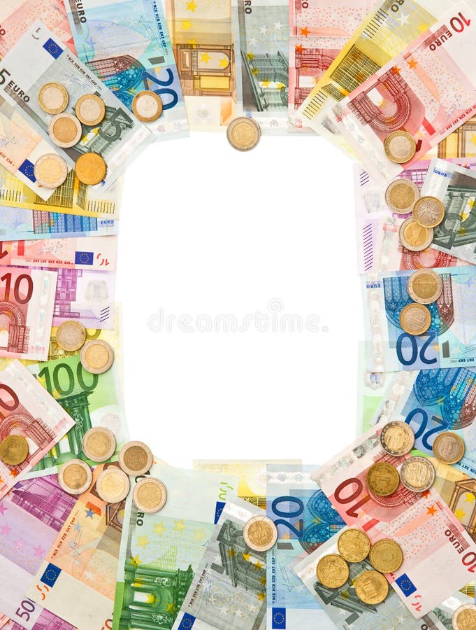 Euro pièces de monnaie et trame de billets de banque