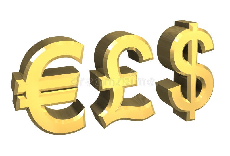 Euro, pound, dollar symbol stock illustration. Illustration of interest