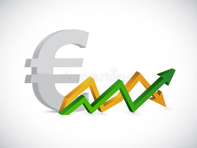 Euro profits. up and down arrow graph stock illustration Euro profits. up and down arrow graph stock illustration
