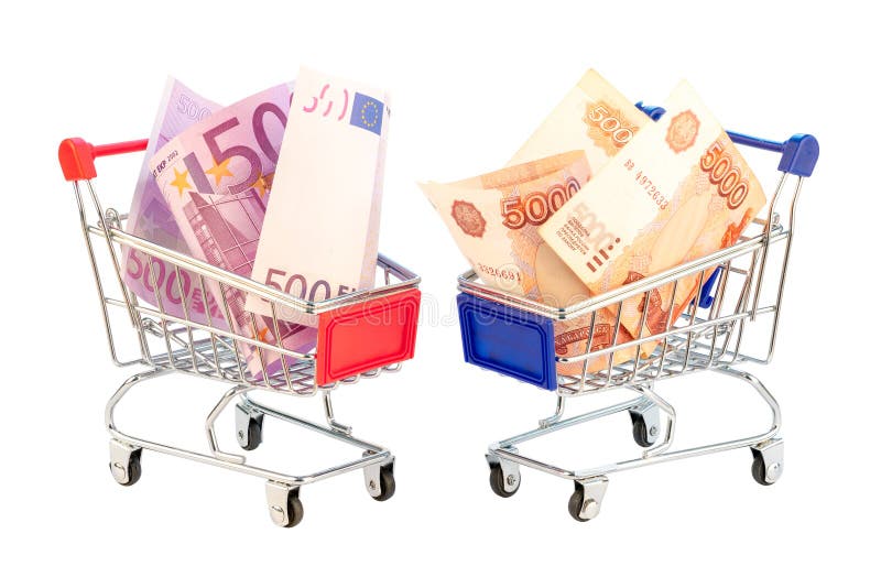 Euro 500 And Rubles 5000 In Shopping Cart Stock Photo Image Of euro-500-and-rubles-5000-in-shopping-cart-stock-photo-image-of