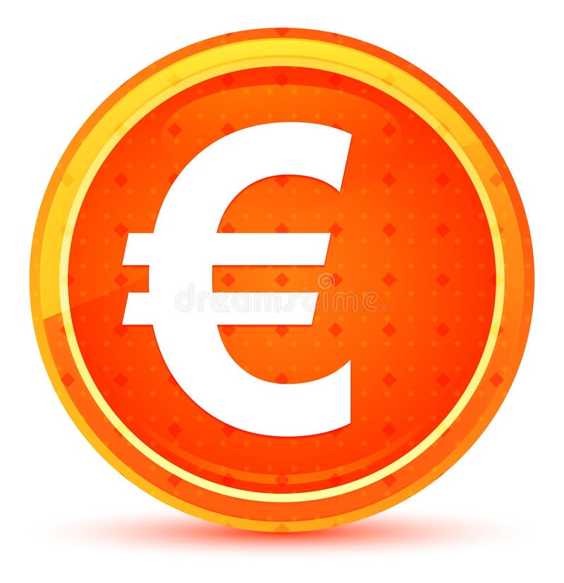 Euro sign icon natural orange round button stock illustration