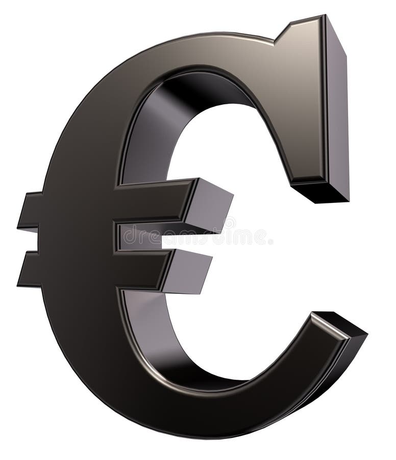 Metal euro symbol on white background - 3d illustration