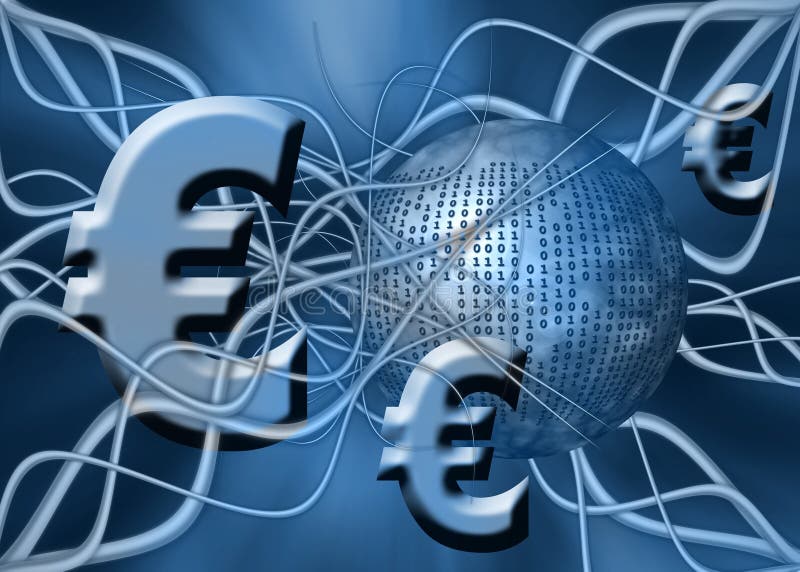 Euro, transferencia monetaria. ilustración del vector