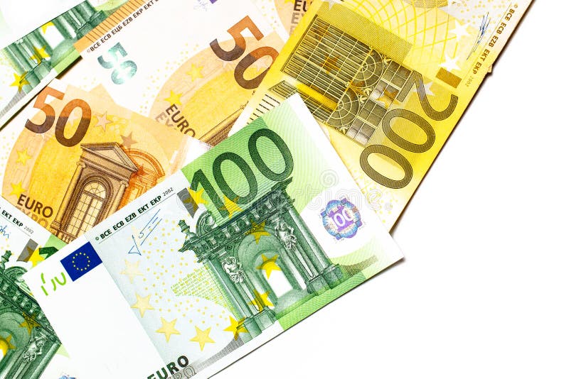 Euro banknotes close up. Several hundred
