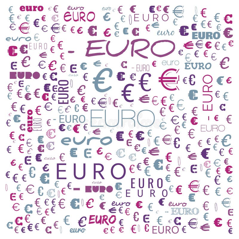 Euro word cloud,icon,word cloud use for banner, painting, motivation, web-page, website background, t-shirt & shirt printing stock illustration