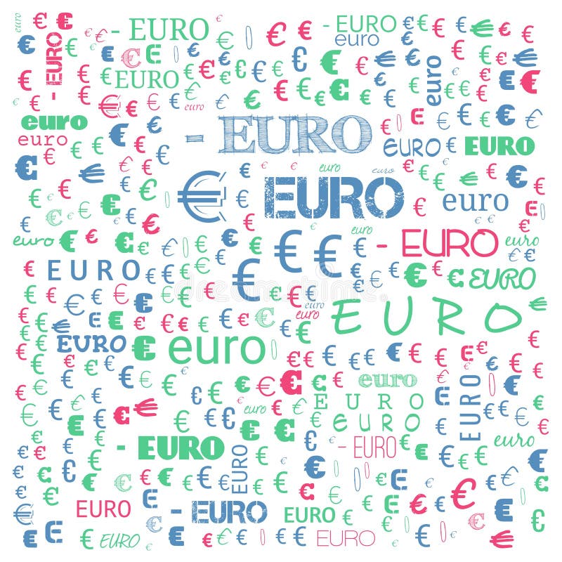 Euro word cloud,icon,word cloud use for banner, painting, motivation, web-page, website background, t-shirt & shirt printing royalty free illustration