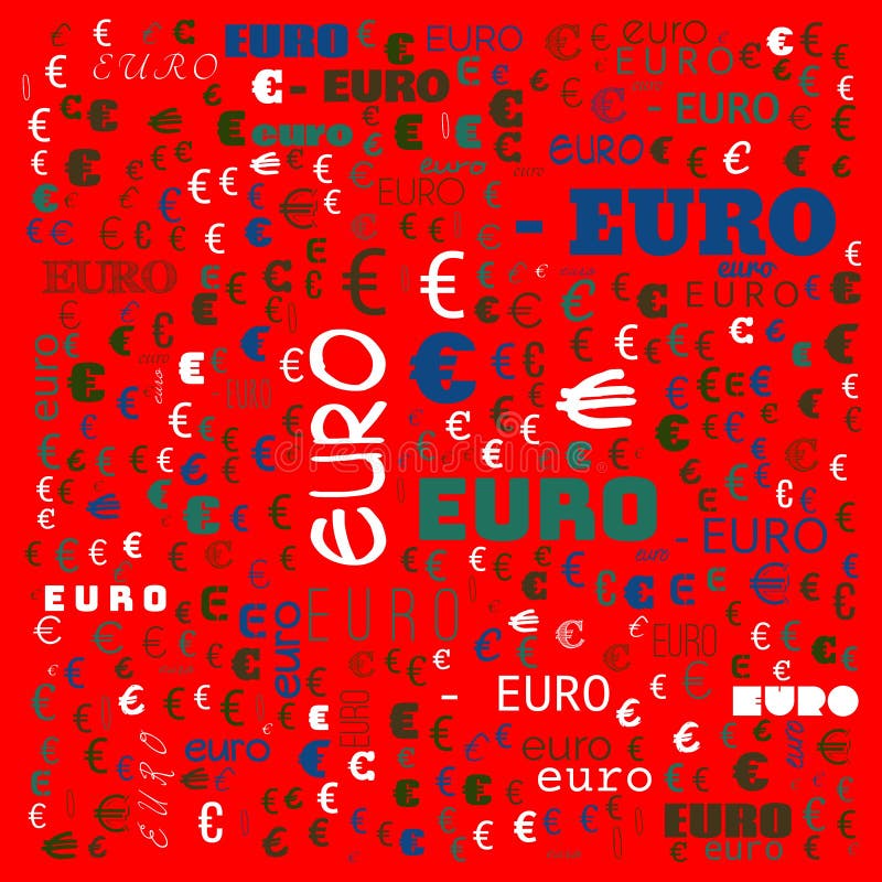Euro word cloud,icon,word cloud use for banner, painting, motivation, web-page, website background, t-shirt & shirt printing stock illustration