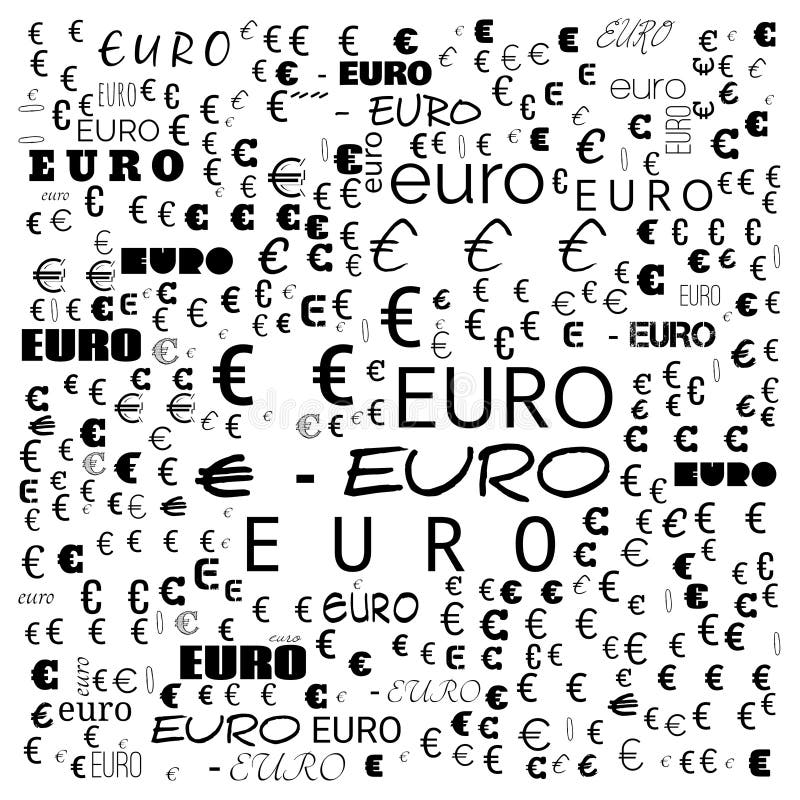 Euro word cloud,icon,word cloud use for banner, painting, motivation, web-page, website background, t-shirt & shirt printing stock illustration