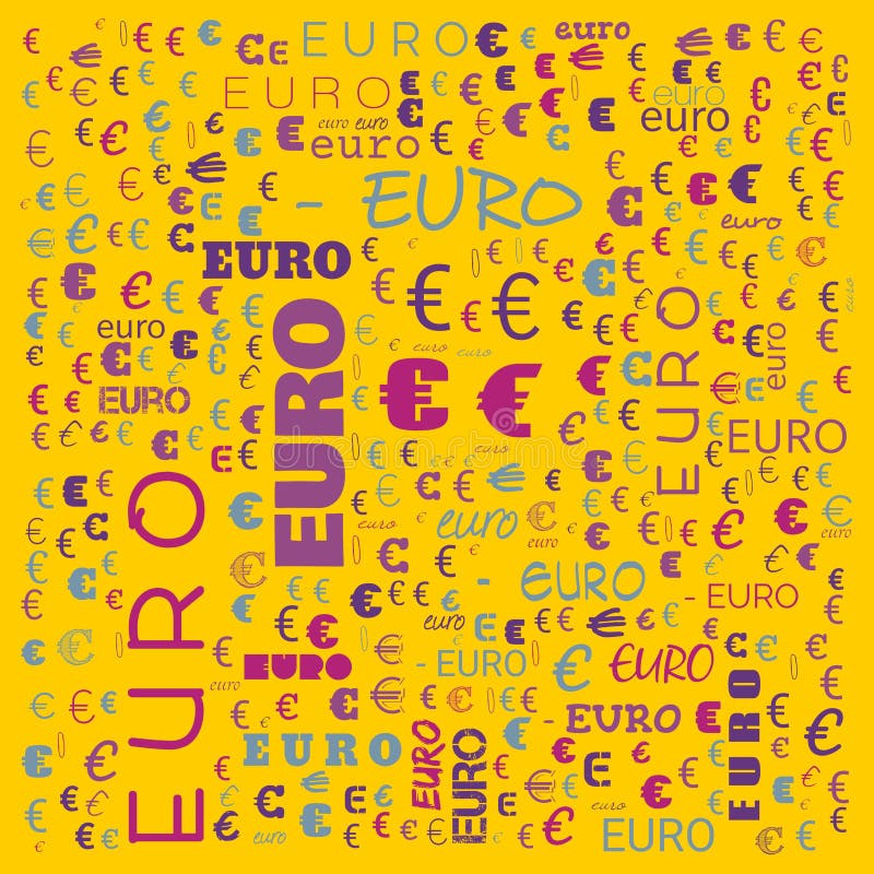 Euro word cloud,icon,word cloud use for banner, painting, motivation, web-page, website background, t-shirt & shirt printing stock illustration