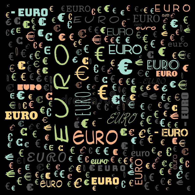 Euro word cloud,icon,word cloud use for banner, painting, motivation, web-page, website background, t-shirt & shirt printing vector illustration