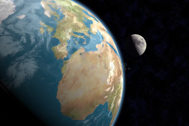 Europa, Afrika en Maan met Sterren royalty-vrije illustratie Europa, Afrika en Maan met Sterren royalty-vrije illustratie