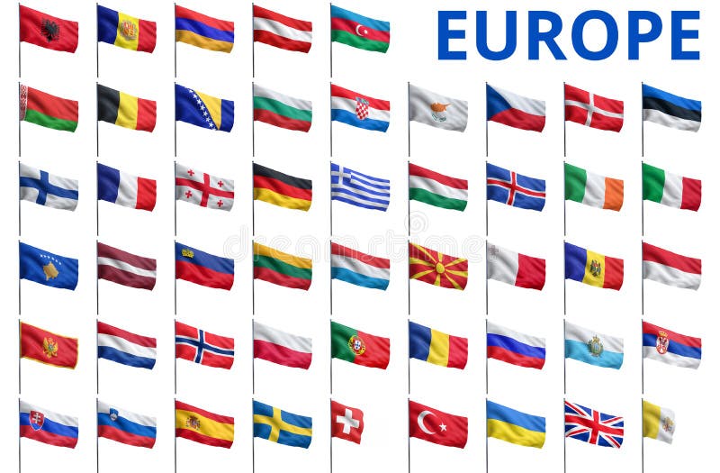 Europa Alle Land Flaggen Stock Abbildung Illustration Von Europa