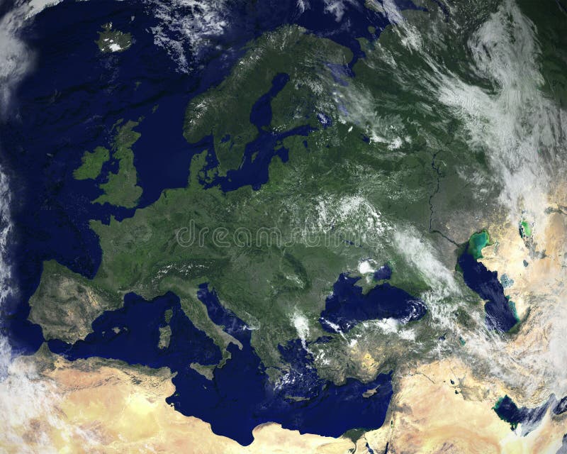 Europa kontynentu satelity przestrzeni widok