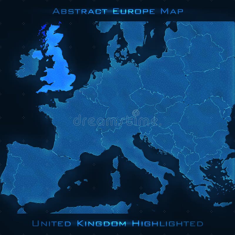 Europe Abstract Map. United Kingdom Highlighted. Vector ...