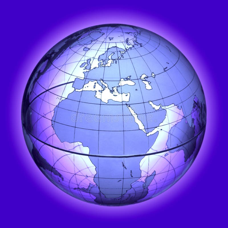 Wire Frame Globe of Europe and Africa on Blue Map Background global warming climate change pollutions. World climate change stock images, royalty-free photos and pictures