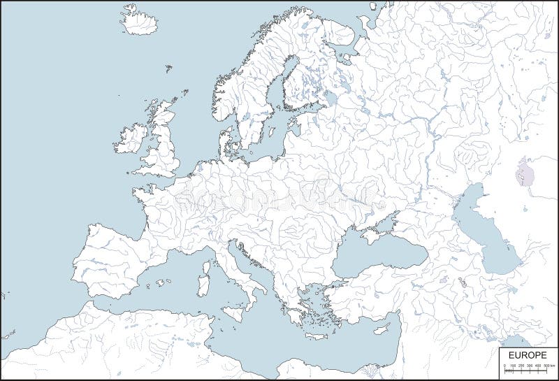 blank europe map with rivers