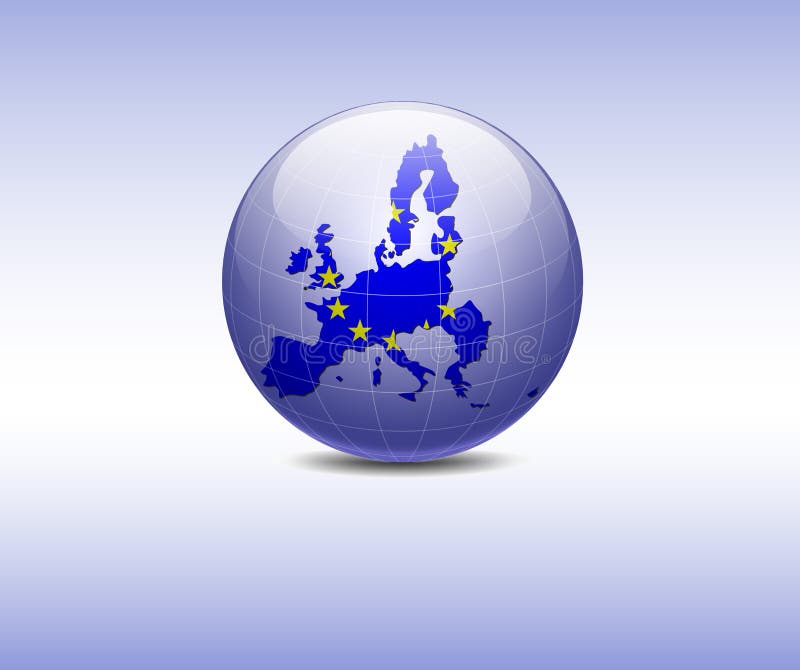 Europe Flag in the globe royalty free illustration Europe Flag in the globe royalty free illustration