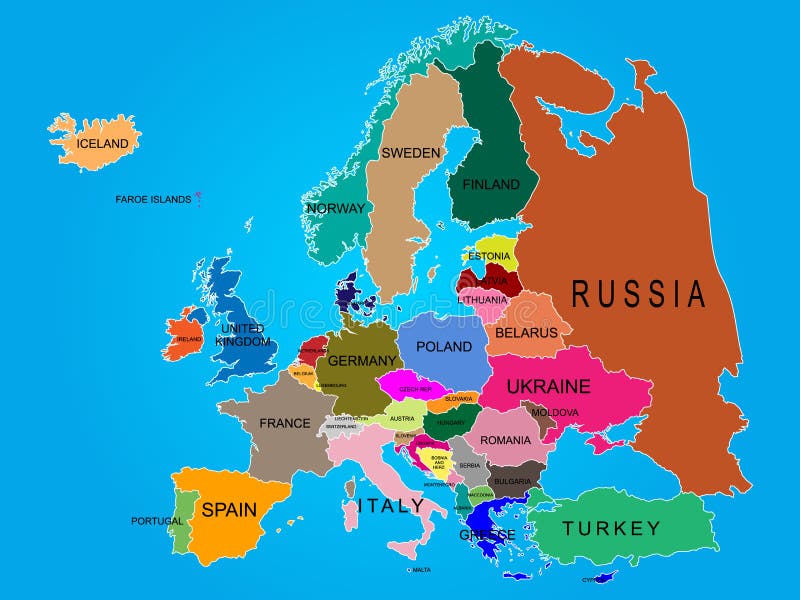 Of europe map Map of