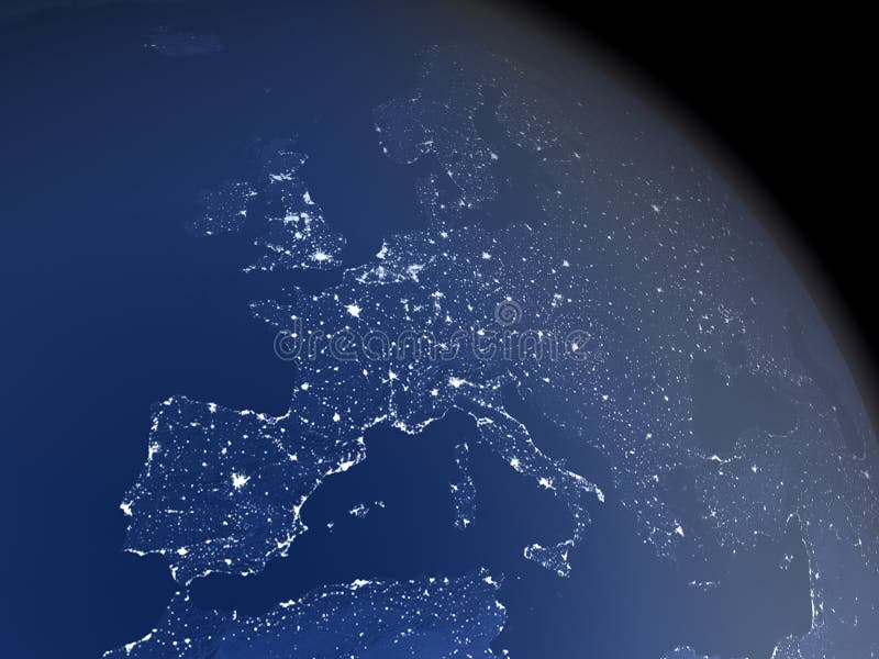 Realistico immagine da La terra spazio di notte la luce emissioni il grande urbano la zona un atmosferico herpes.