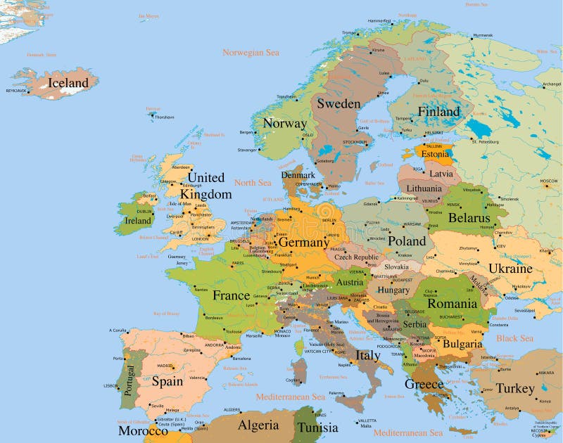 Europe szczegółowa mapa