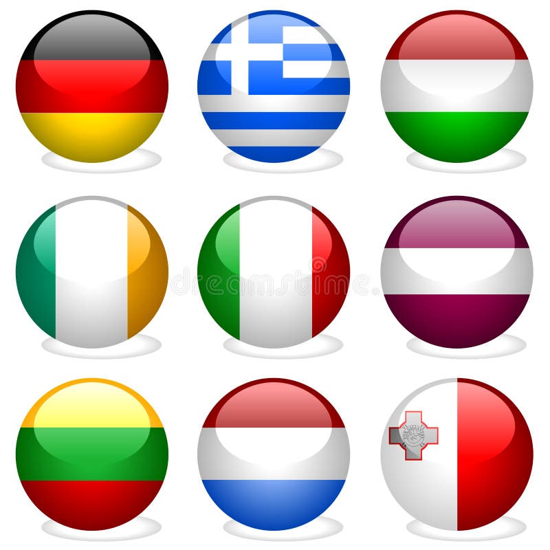 Europe Union Part 2 - detailed illustrations with glass effect as vectors. Flag malta vector vectors