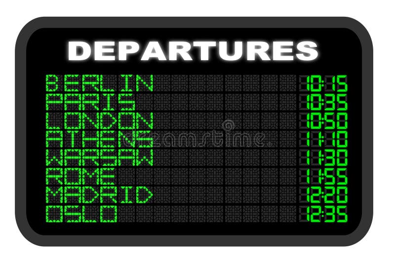 European Airport Departure board vector illustration