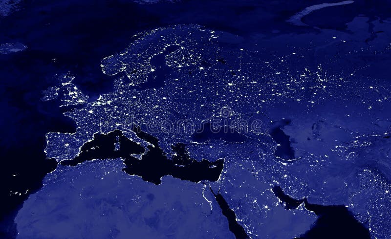 European continent electrical lights map at night. European city lights. Mao of Europe. stock image European continent electrical lights map at night. European city lights. Mao of Europe. stock image