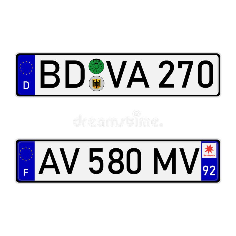 Number Plate Vehicle Registration Plates Germany Stock Vector