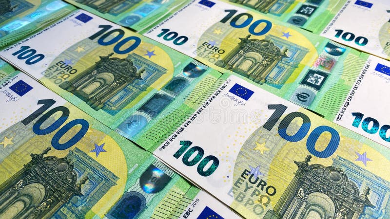 European currency. The background of euro money. Economics and finance. There are a lot of 100 euro bills. The single currency of