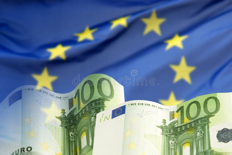 European flag with euro banknotes