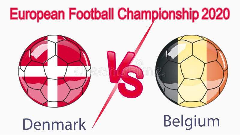 2020 European Football Championship, banner, web design, match between Denmark and Belgium stock illustration 2020 European Football Championship, banner, web design, match between Denmark and Belgium stock illustration