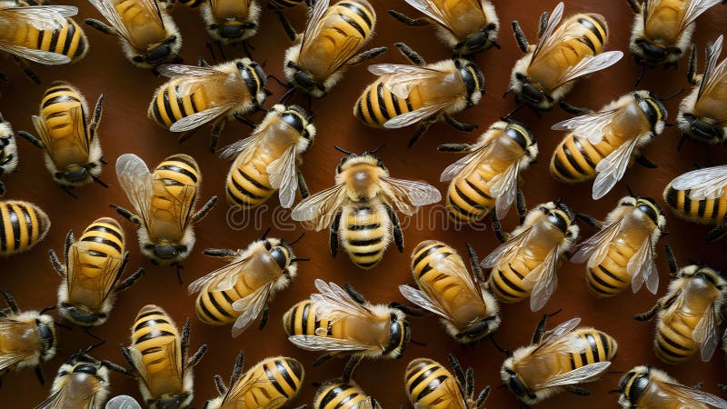 European honey bees (Apis mellifera) on white background Generative AI