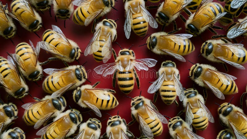 European honey bees (Apis mellifera) on white background Generative AI