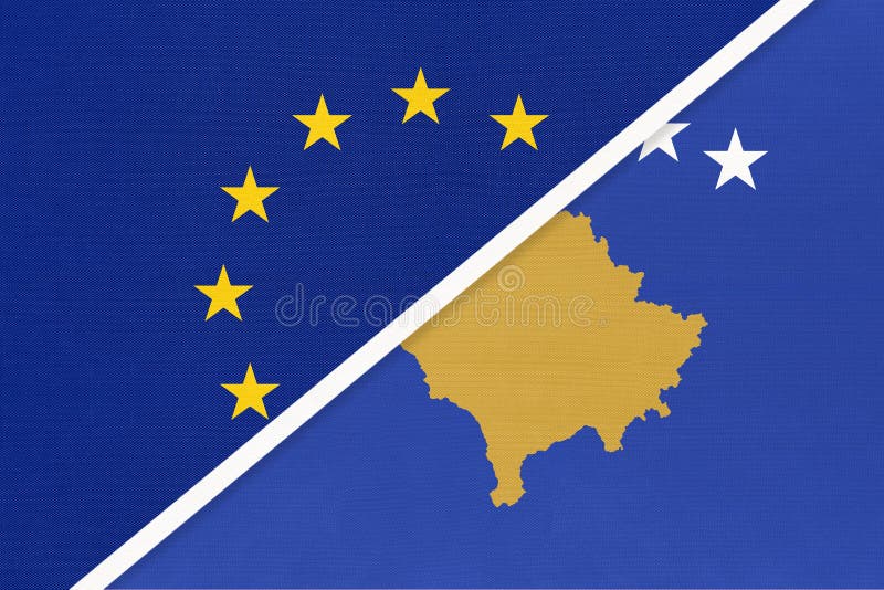 Republic of Kosovo National Fabric Flag, Textile Background. Symbol of ...