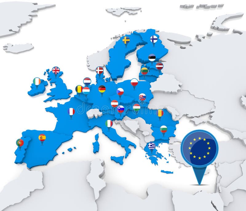 Členské státy evropské unie, na mapě Evropy.