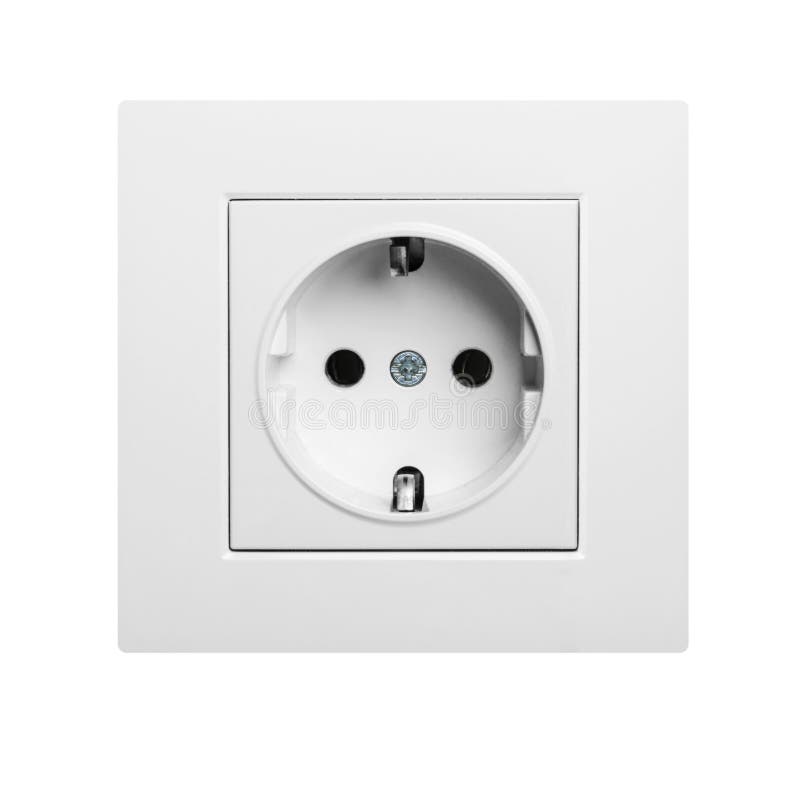 European Wall Outlet Isolated on White Background Stock Photo Image