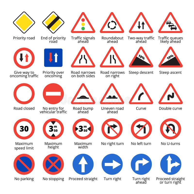 europeisk teckentrafik Samling för vektorvägsymboler royaltyfri illustrationer europeisk teckentrafik Samling för vektorvägsymboler royaltyfri illustrationer