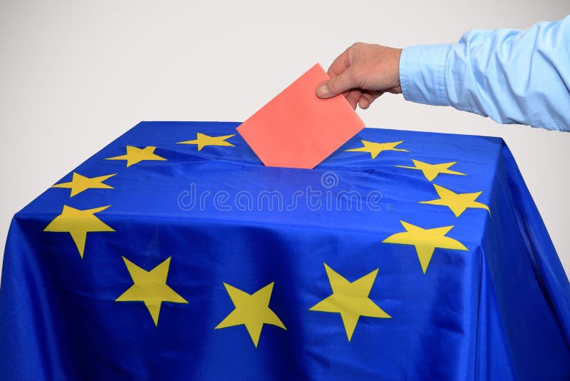 Europejski wybory, tajnego głosowania pudełko wkłada w tajnym głosowaniu obrazy royalty free Europejski wybory, tajnego głosowania pudełko wkłada w tajnym głosowaniu obrazy royalty free