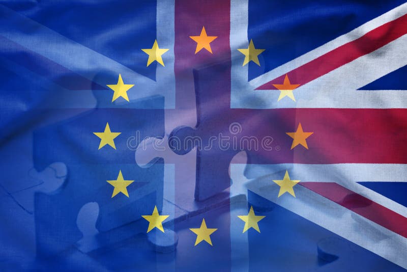 Europese Unie en van het Verenigd Koninkrijk raadselconcept stock afbeelding Europese Unie en van het Verenigd Koninkrijk raadselconcept stock afbeelding