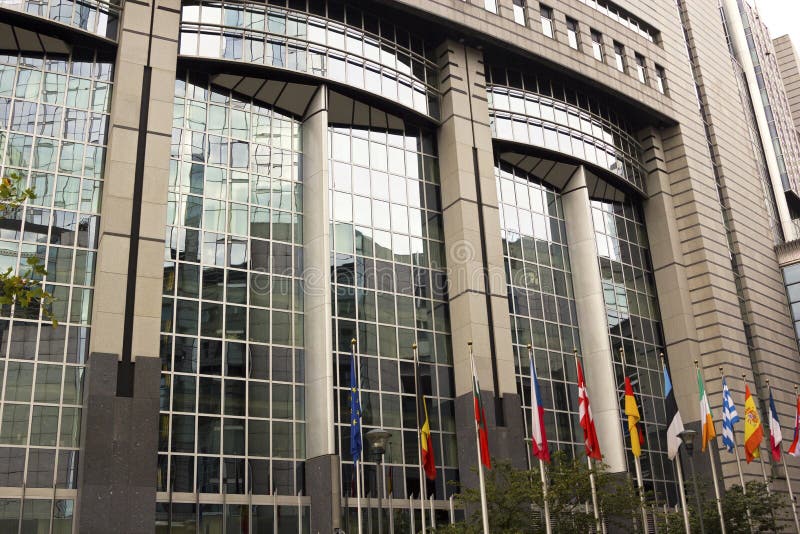 Europese Unie het Parlement in Brussel in België stock foto's Europese Unie het Parlement in Brussel in België stock foto's