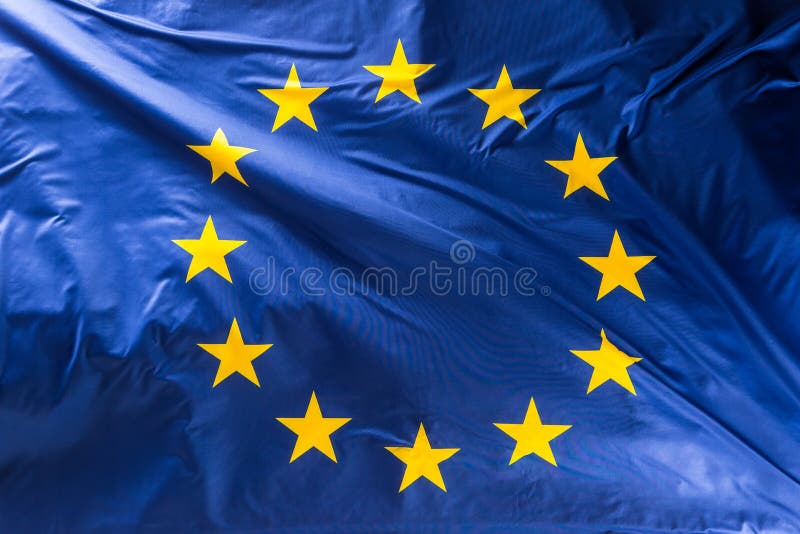 European Union flag. EU Flag blowing in the wind. European Union flag. EU Flag blowing in the wind