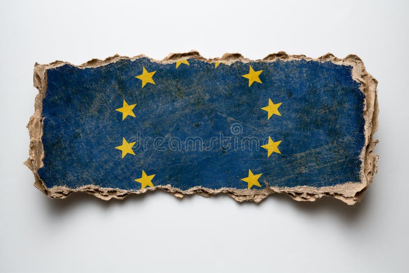 European union flag on cardboard piece. European union flag on cardboard piece