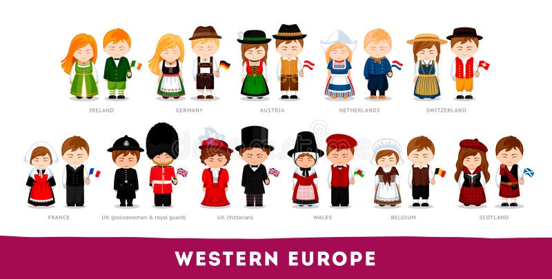 Europeus na roupa nacional Europa ocidental
